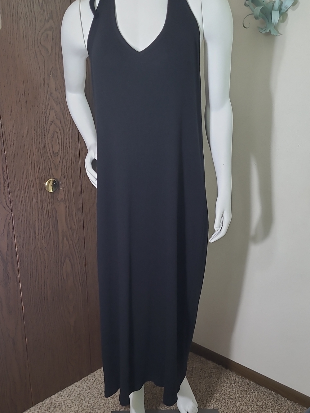 GAP Black V-Neck Maxi Slip Dress